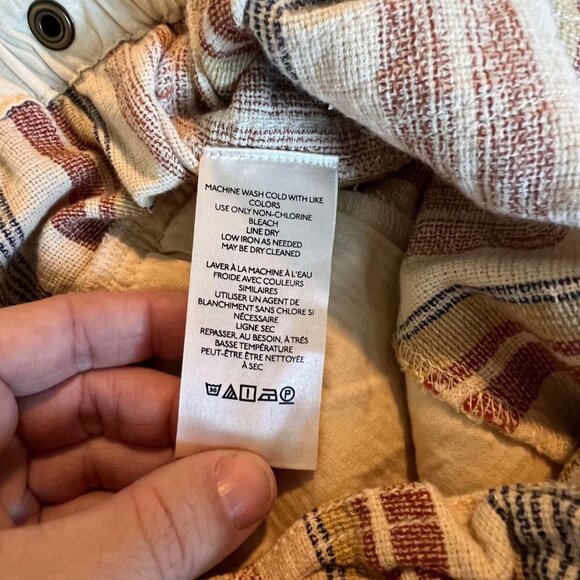 FREE PEOPLE Topanga Cotton Yarn Dye Shorts 2” Paper Bag Waist Cuffed Tan Multi L - Picture 3 of 3